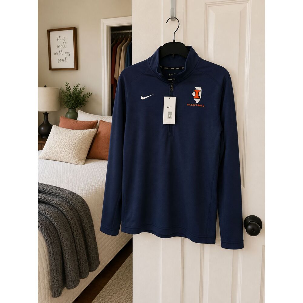 Men's Nike Dri-FIT Illinois Fighting Illini Basketball 1/4 Zip Small NWT